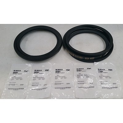 Five Drager Portable Gas Dector Sensor Kits and Two Machinery Belts