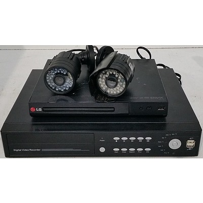 LG DVD Player, Digital Video Recorder and Two Swann Security Cameras