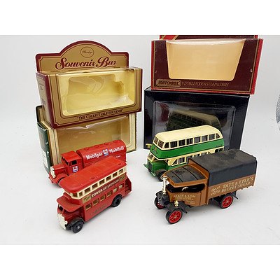 Various Commercial Buses and Trucks Model Vehicles - Lot of 4