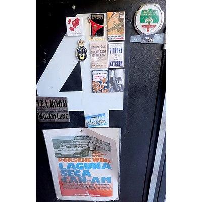 Group of Modern Tin Signs, Automotive Fridge Magnets and More
