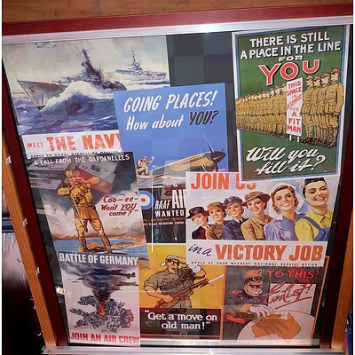 Framed Collage of Australian First and Second World War Propaganda Posters