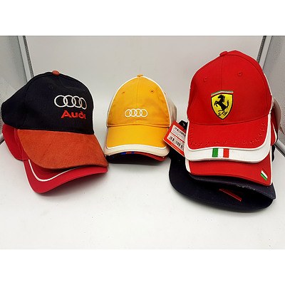 Audi and Ferrari Hats - Lot of 8
