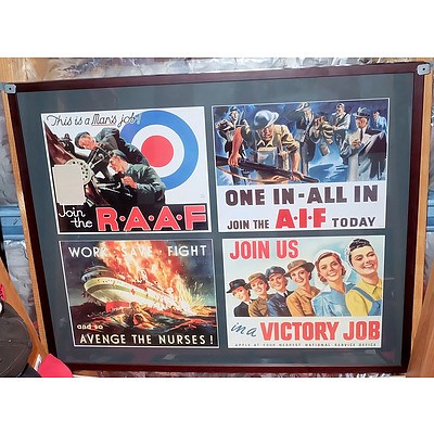 Two Framed Presentations of Australian Second World War Posters