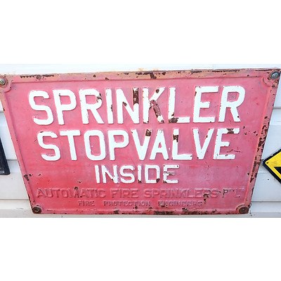 Sprinkler Stopvalve Inside Cast Iron Sign