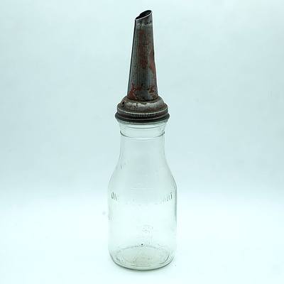 Mobiloil 1 Imperial Quart Tin Top Oil Glass Bottle