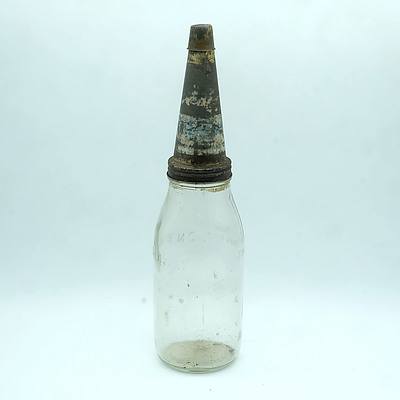 Mobiloil 1 Imperial Quart Tin Top Oil Glass Bottle