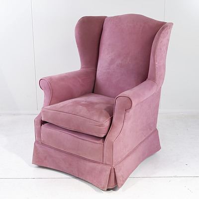 Pink Velvet Wingback Armchair