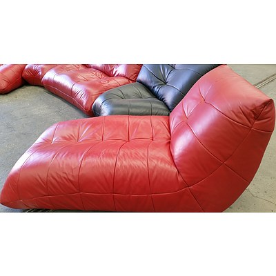 Modular Six Seater Five Piece Leather Lounge Suite