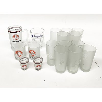 Various Branded Glasses and Beer Mugs