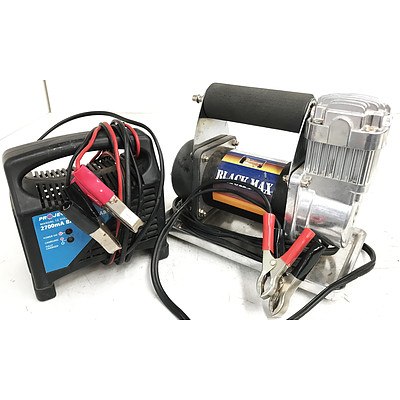 Bushranger Black Max 55X12 Air Compressor & Projecta 12V Battery Charger