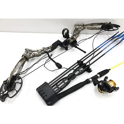 Hori-Zone Vulture Compound Bow & Fishing Rod with 2 Reels