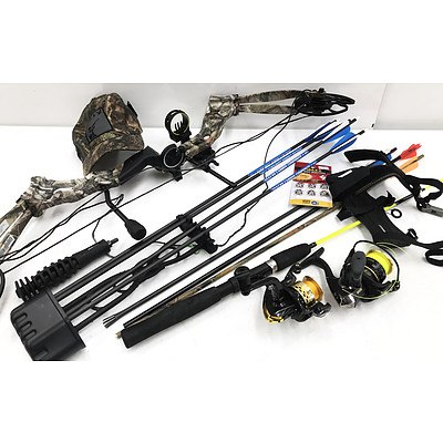 Hori-Zone Vulture Compound Bow & Fishing Rod with 2 Reels
