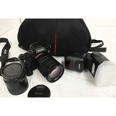 Sony Alpha A7R II ILCE-7RM2 Mirrorless Digital Camera with 2 Lenses, External Flash & Carry Bag - RRP Over $3,000