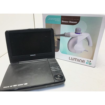 Philips Portable DVD Player & Brand New Lumina Steam Cleaner
