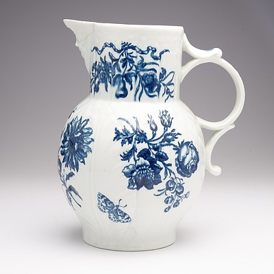 Caughley Worcester Cabbage Leaf and Mask Spout Jug Circa 1775