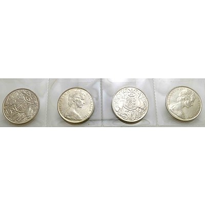 Australia 1966 Round Silver Coins (x4)