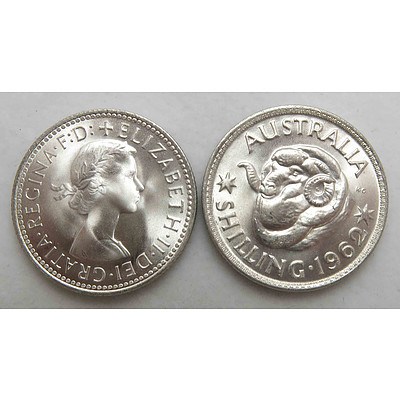 Australia Silver Shillings 1962 (x2)