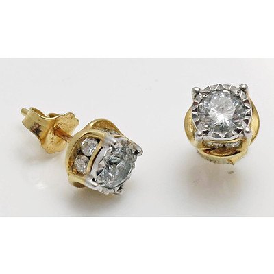 14ct Gold 1 Carat Diamond Earrings