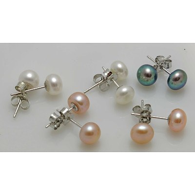 Sterling Silver Cultured Pearl Earrings (x5)