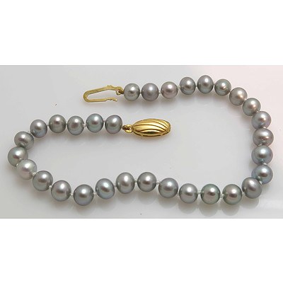 Silver-black Cultured Pearl Bracelet