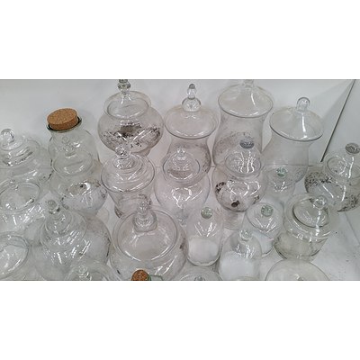 Selection of Glass Jars, Canisters, Covers and Lids - Lot of 30