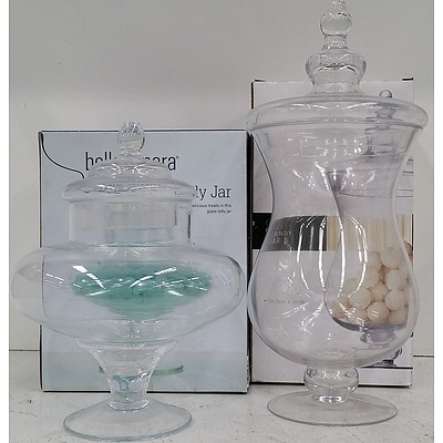 Glass Candy Jars - Lot of Five  - New - RRP $110.00