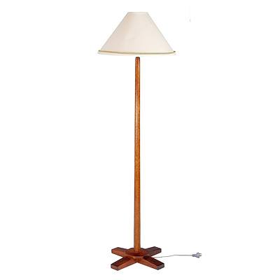 Retro Maple Standard Lamp With Octagonal Column