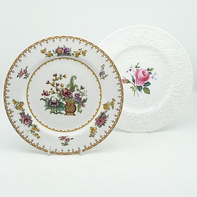 Two Spode Bone China Plates, including Bridal Rose and Peplow