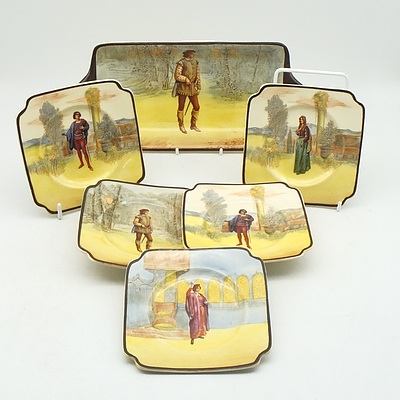 Six Royal Doulton Shakespeare Sandwich Plates and a Platter