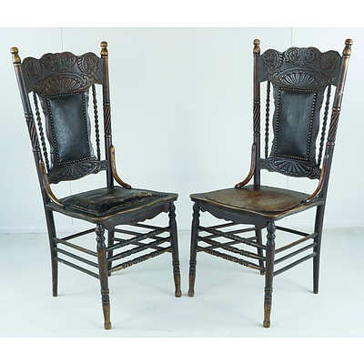 Six American Beech Pressback Cottage Chairs Circa 1900