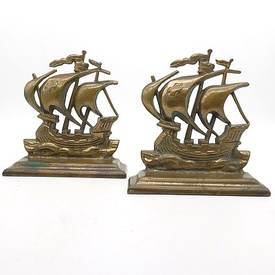 Two Brass Marine Themed Bookends