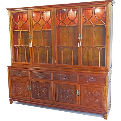 Substantial Chinese Rosewood Bookcase Display Cabinet Circa 1970s