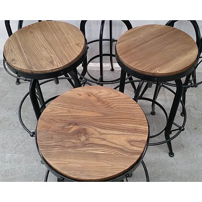 Rustic Cafe Stools - Lot of Eight