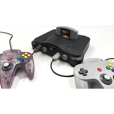 Nintendo 64 with Controllers & F-Zero X Game