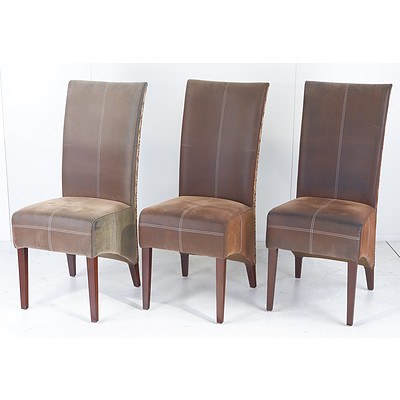 Six Cabana Loom Woven Rattan Backed Dining Chairs