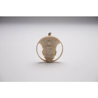 Japanese Carved Ivory Pendant Early to Mid 20th Century