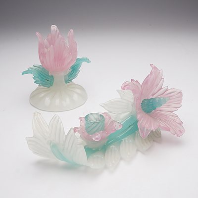 Superb Venetian Glass Candle Holders