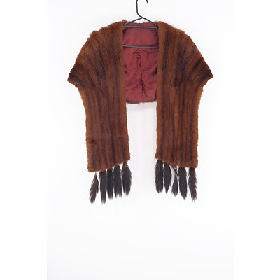 Vintage Fur Stole With Tails