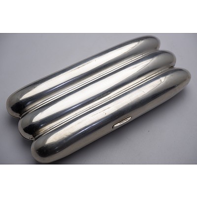 American Monogrammed Sterling Silver Cigar Case, 20th Century