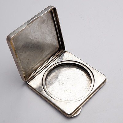 Art Deco Engine Turned Sterling Silver Compact, 20th Century, 121g 