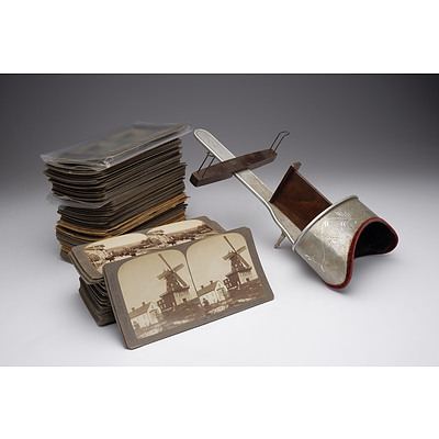 Victorian Stereoscope with a Large Collection of Slides