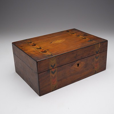 Late Victorian Walnut and Marquetry Box Circa 1880