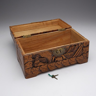 Small Chinese Camphor Wood Cigar Box