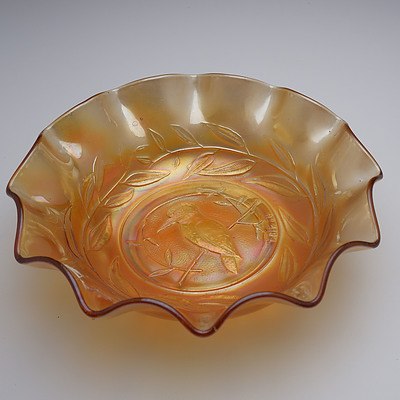 Marigold Carnival Glass Kingfisher Bowl Circa 1923