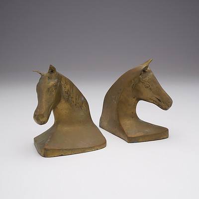 Pair of Cast Brass Horse Form Bookends