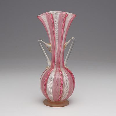 Murano Latticino Glass Vase