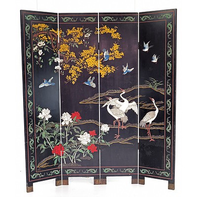 Chinese Coromandel Lacquer Four-Fold Screen, Mid 20th Century