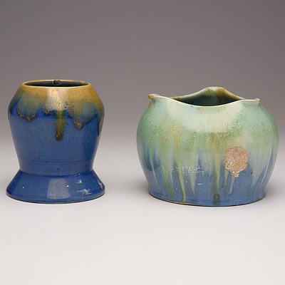 Two Australian Remued Pottery Vases, One with Original Label 
