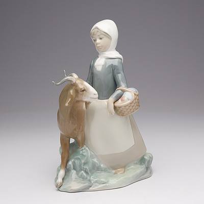 Lladro Figure of a Girl and Goat