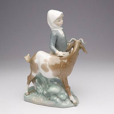Lladro Figure of a Girl and Goat